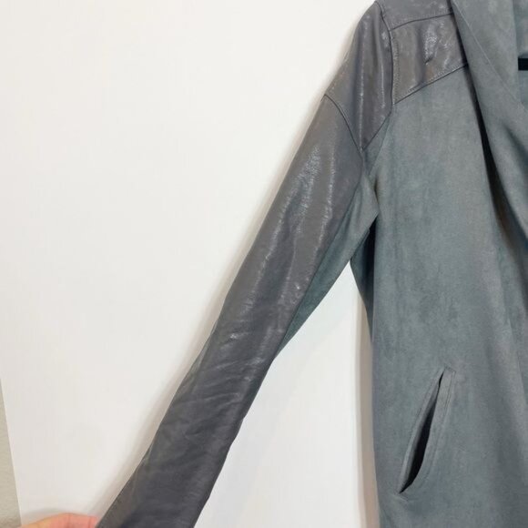 Blank NYC Gray Suede & Leather Drape Collar Jacket NWT Size Small - Picture 14 of 14